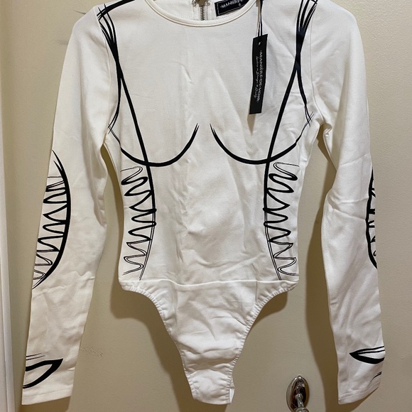 Long Sleeve Bodysuit Sketch Contour Off-White - Picture 3 of 5